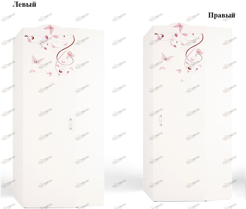 Шкаф угловой ABC-KING Фея без зеркала с бабочкой ( правый) и со стразами Сваровски 4631147955524