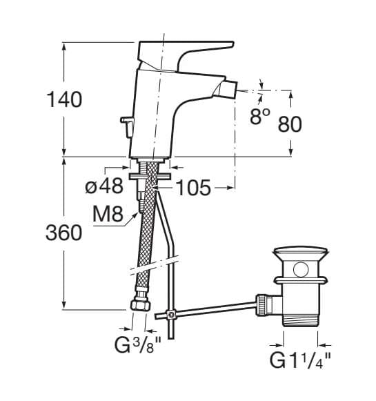 Смеситель для биде с автоматическим сливом Roca Atlas ARCH-00084739 - Вид №2