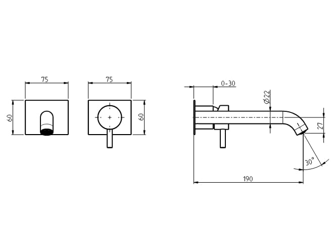 Настенный однорычажный смеситель для раковины с ограничителем расхода Rubinetterie Frattini Pepe XL ARCH-00098540 - Вид №35