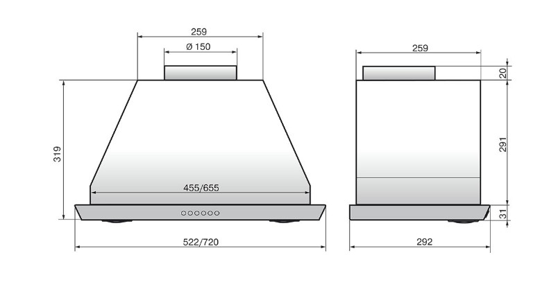 8120703 Вытяжка полновстраиваемая ELIKOR Врезной блок 52П-1000-Э4Д серебристый STDN-0033018 - Вид №2