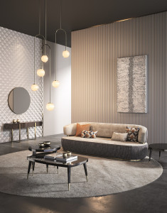 Круглый журнальный столик из лакированного стекла