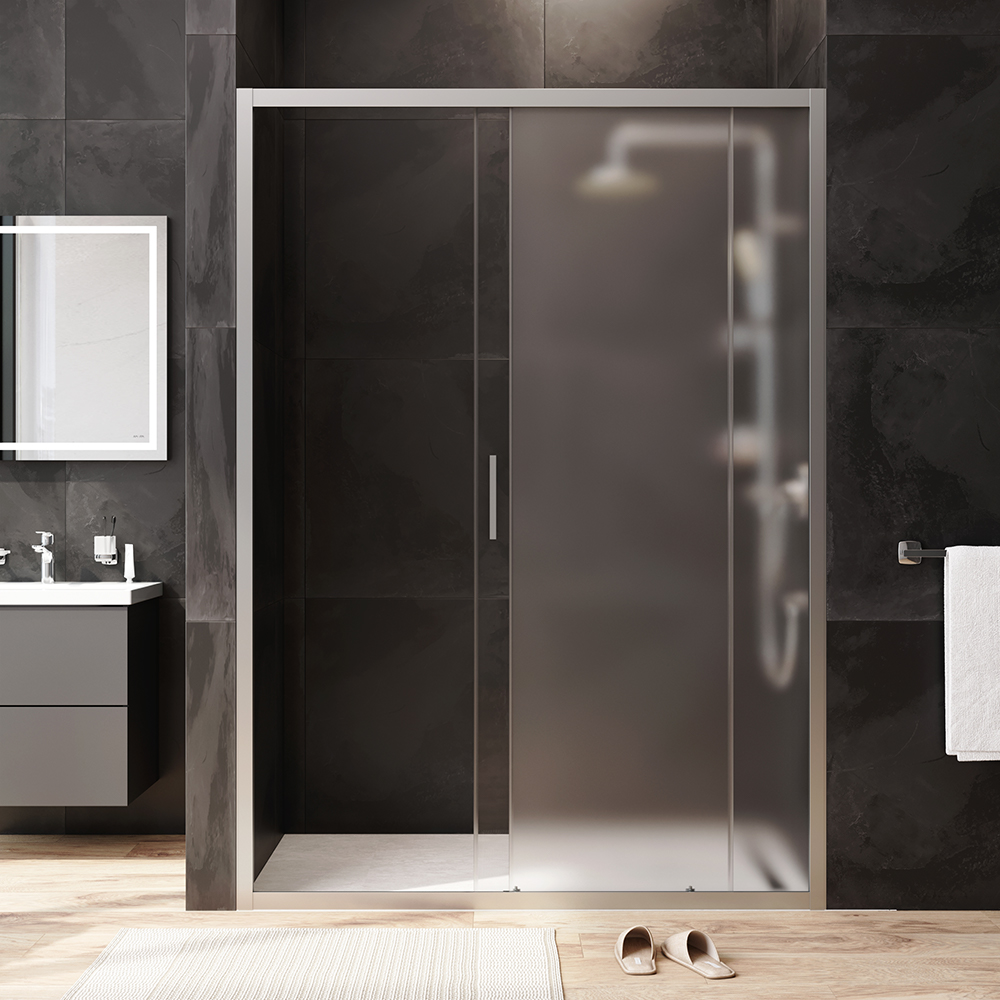 W90G-140-1-195MM Solo Дверь душевая 140х195 стекло матовое профиль матовый хром AM.PM Gem - Вид №2