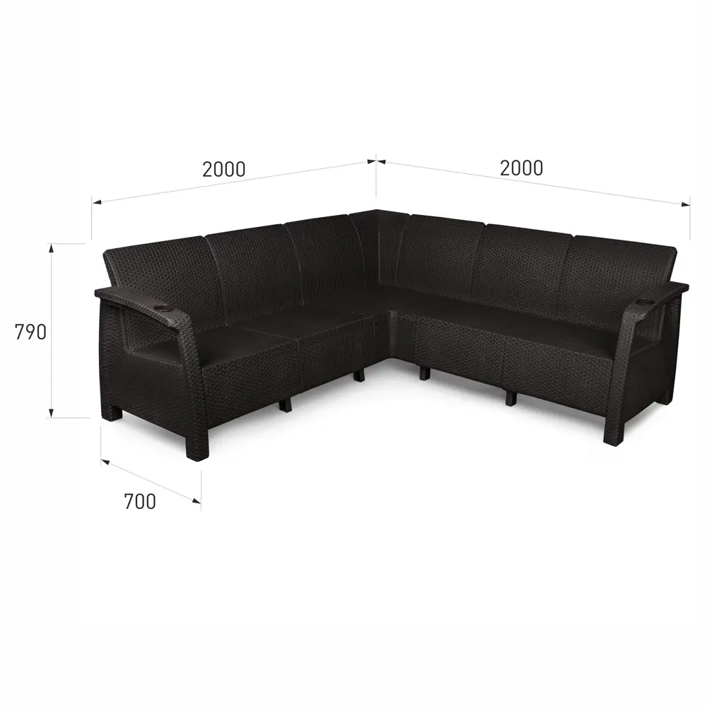 Диван Ротанг-плюс 200x200x79 см полипропилен мокко 86535560 STLM-2058664 Santreyd - Вид №1