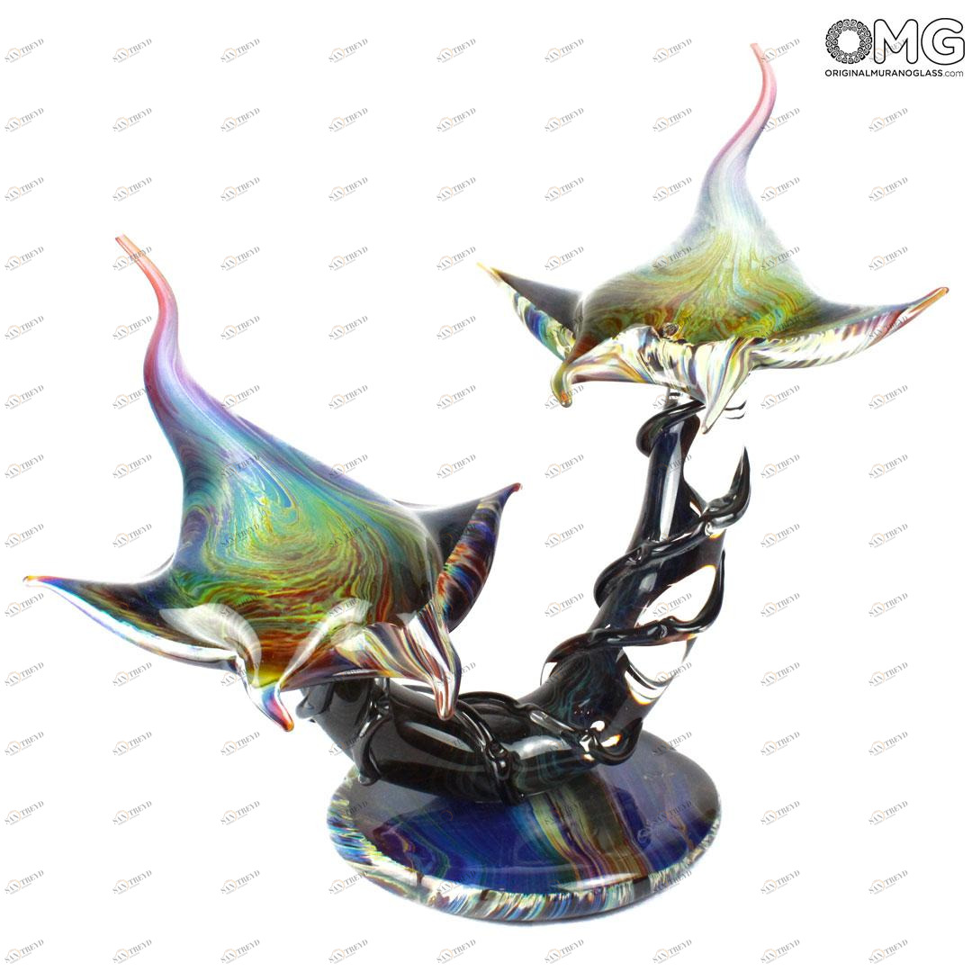 1566 ORIGINALMURANOGLASS Скульптура Скаты в морской бездне - автор Andrea Tagliapietra - муранское стекло 50 см 