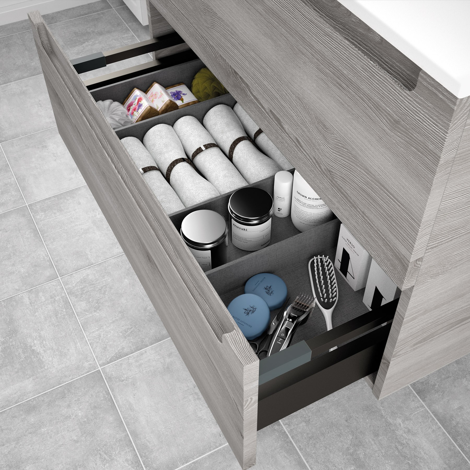 23937 SALGAR Мебель для умывальника MONTERREY 1000 2 металлических ящика BAY PINE 997 x 540 x 450 мм Лавровая сосна  - Вид №2