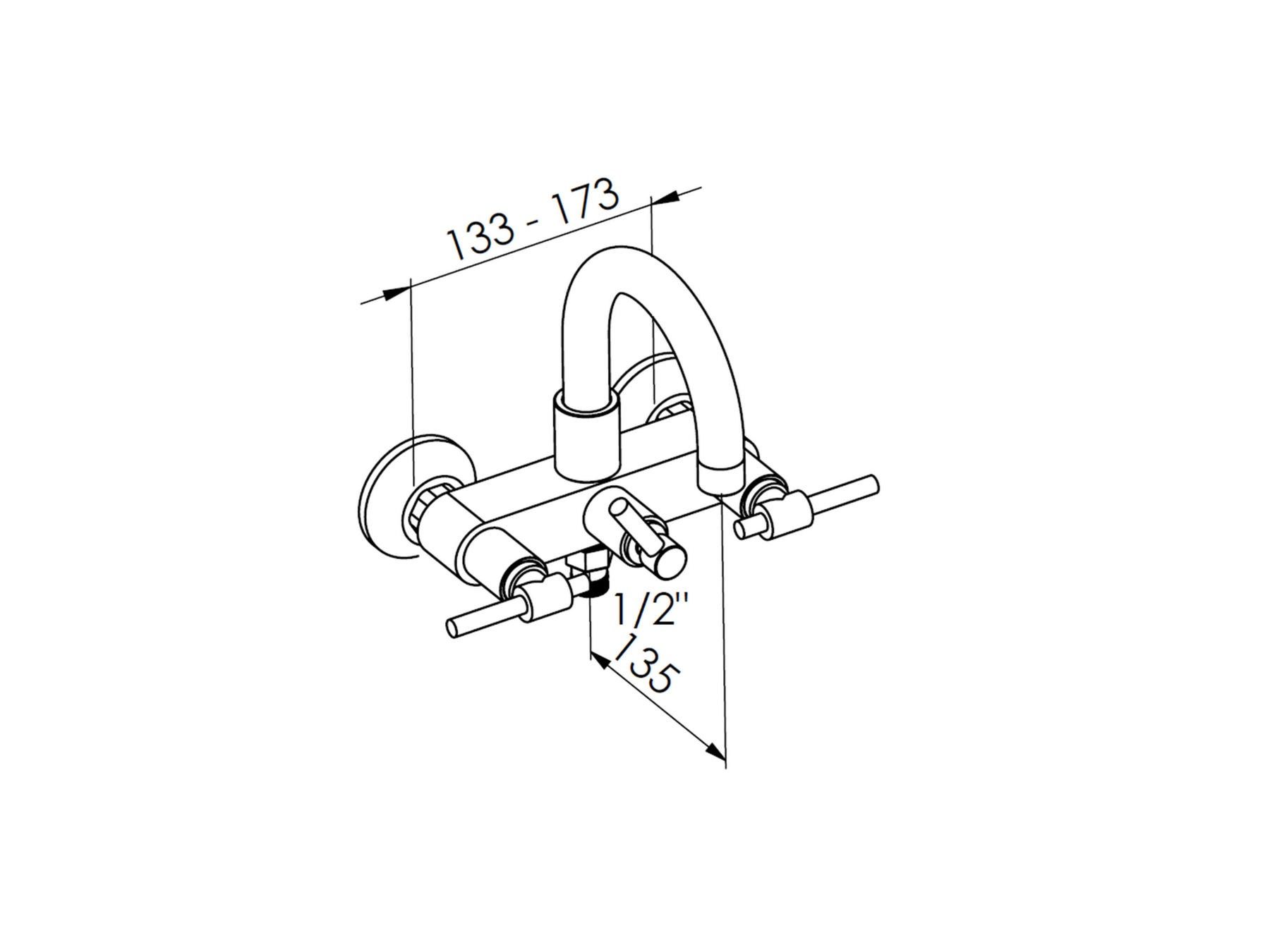 Настенный смеситель для ванны с 2 отверстиями rvb ARCH-00063714 - Вид №2