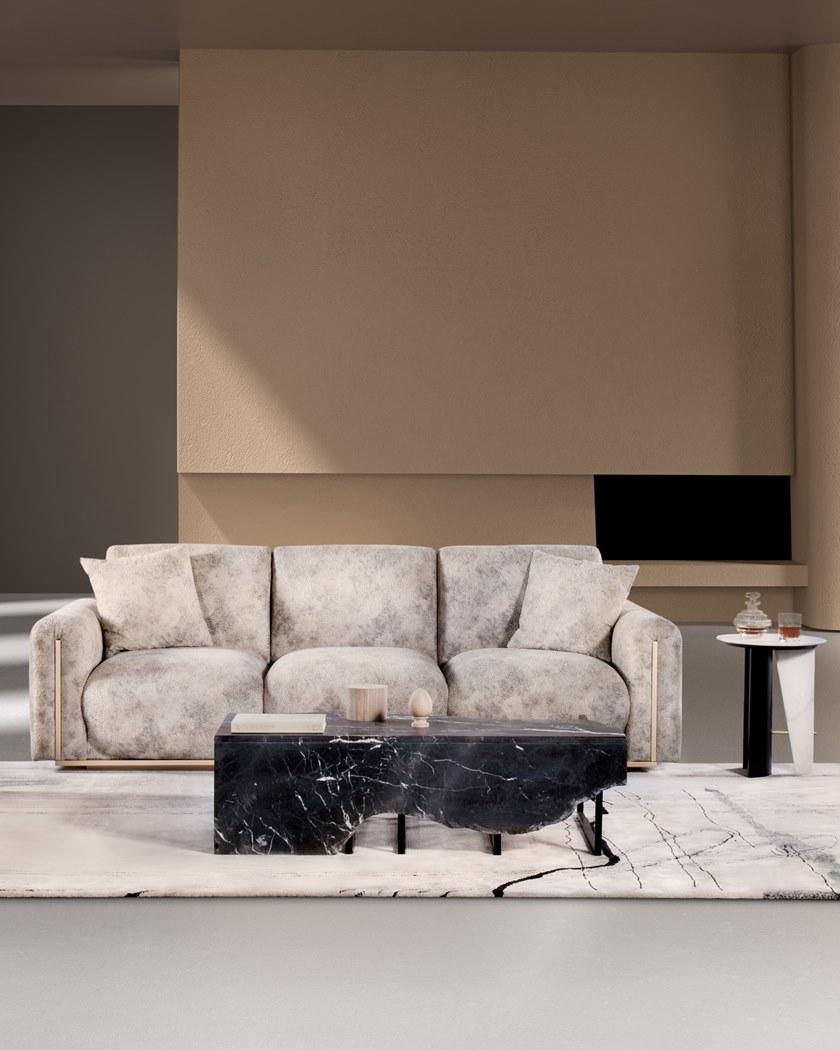 Greenapple Журнальный столик из мрамора black marquina и латуни Perfect raw G702420  - Вид №6