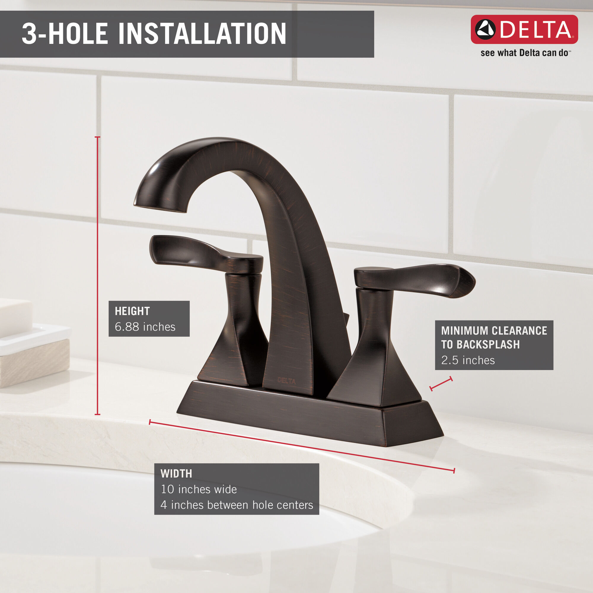 25741LF-RB Смеситель для ванной комнаты с двумя ручками Delta Faucet Everly Венецианская бронза  - Вид №2