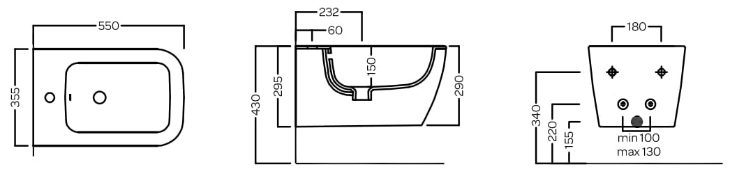 Керамическое подвесное биде с переливом Hatria Tecna ARCH-00043239 - Вид №3