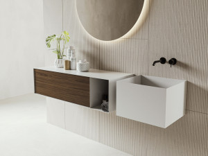 Подвесной туалетный столик из листового металла с дверцами