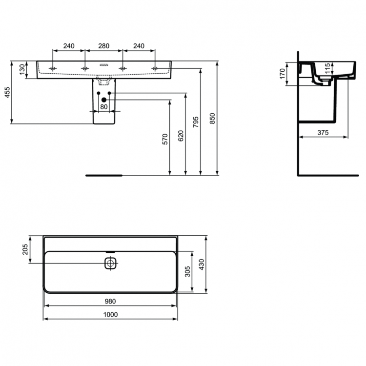 T364001 Раковина 100 см Ideal Standard STRADA II - Вид №5