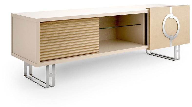 Caroti Низкий лакированный хрустальный тумба под телевизор в современном стиле с книжным шкафом Concept Art.162 - lift - Вид №1