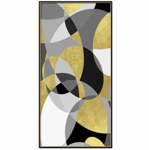 Постер прямоугольный на художественной бумаге 100х50 см "Золотая Абстракция-2" EVENHOME ДИЗАЙНЕРСКИЕ 00-3878739 Белый;золото;черный