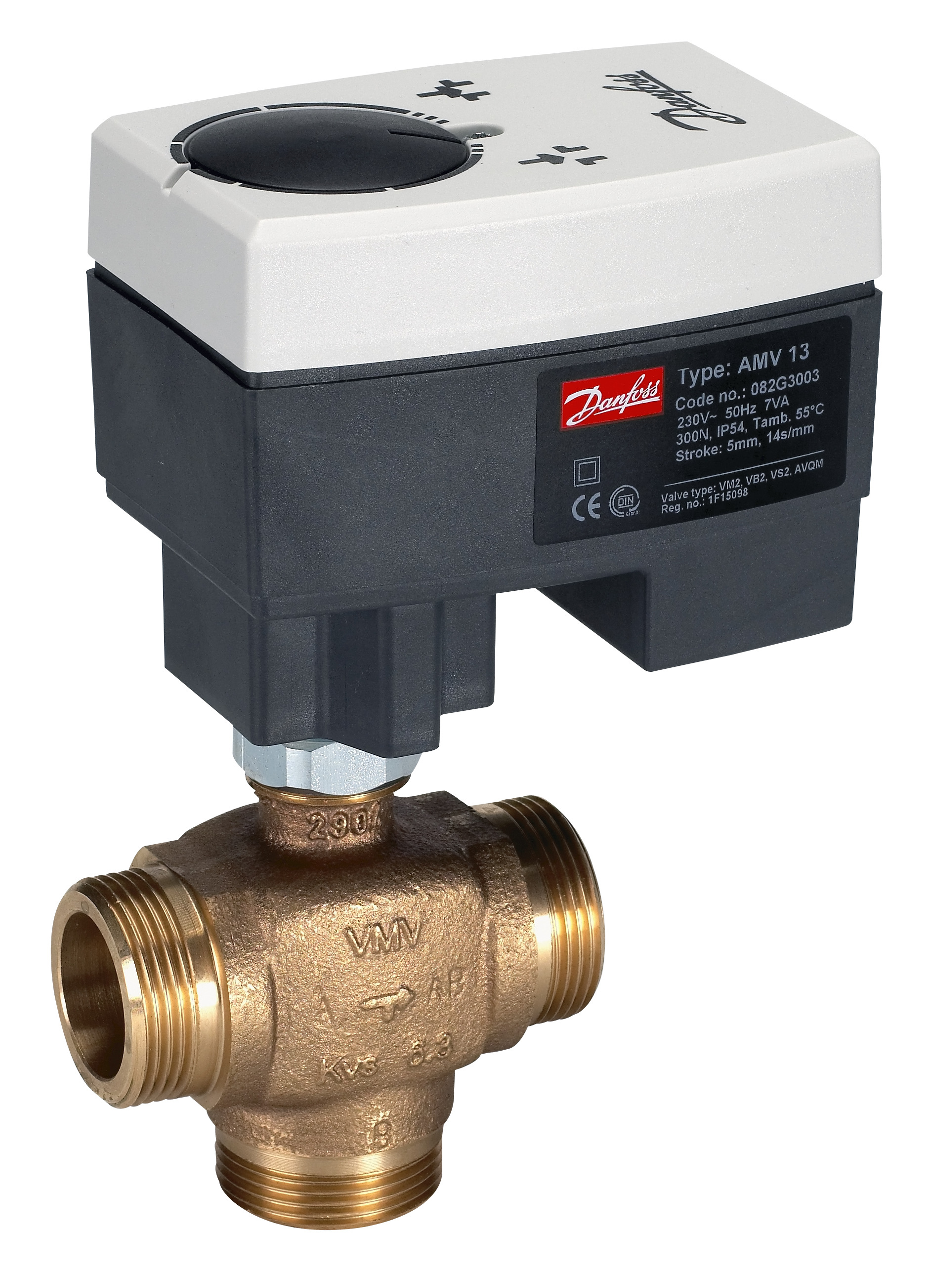 Danfoss Редукторные электроприводы с трехпозиционным управлением AMV 435 Эл.привод имп., 230В пер. тока 082H0163  - Вид №16