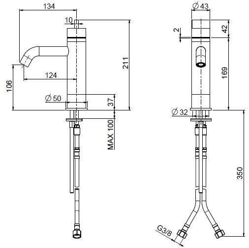 Quadrodesign Смеситель для раковины на столешнице из нержавеющей стали Q sun-id-1413327 - Вид №2