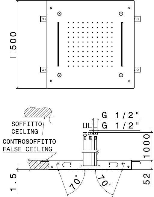 newform Душевая лейка с водопадом из нержавеющей стали Soffioni multigetto 70013 - Вид №1