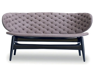 2-местный кожаный капитонный диван