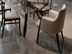 Мягкий стул из ткани и кожи с подлокотниками