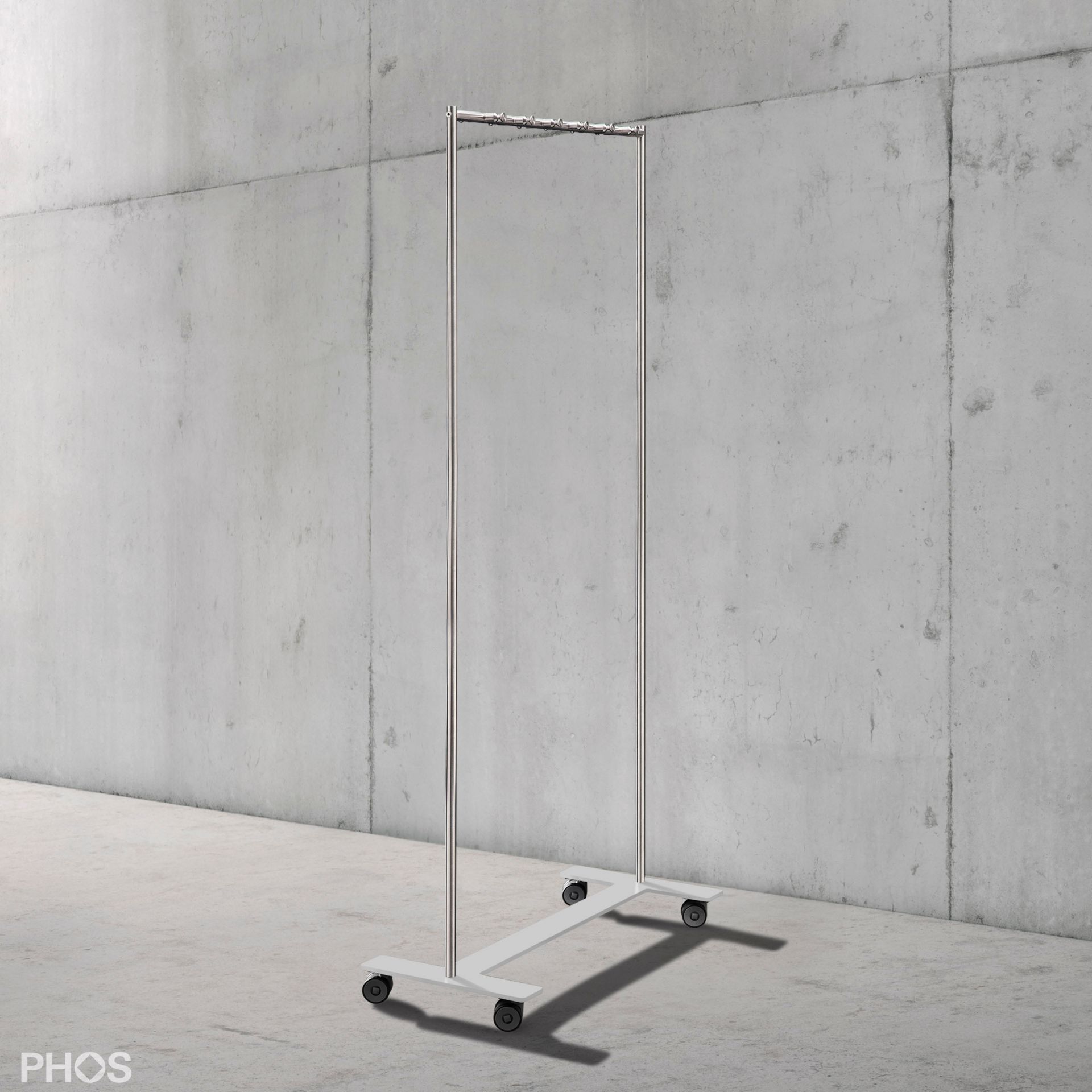 GWT2-BPW Шкаф на колесиках с 12 крючками для одежды, основание: белое. PHOS 