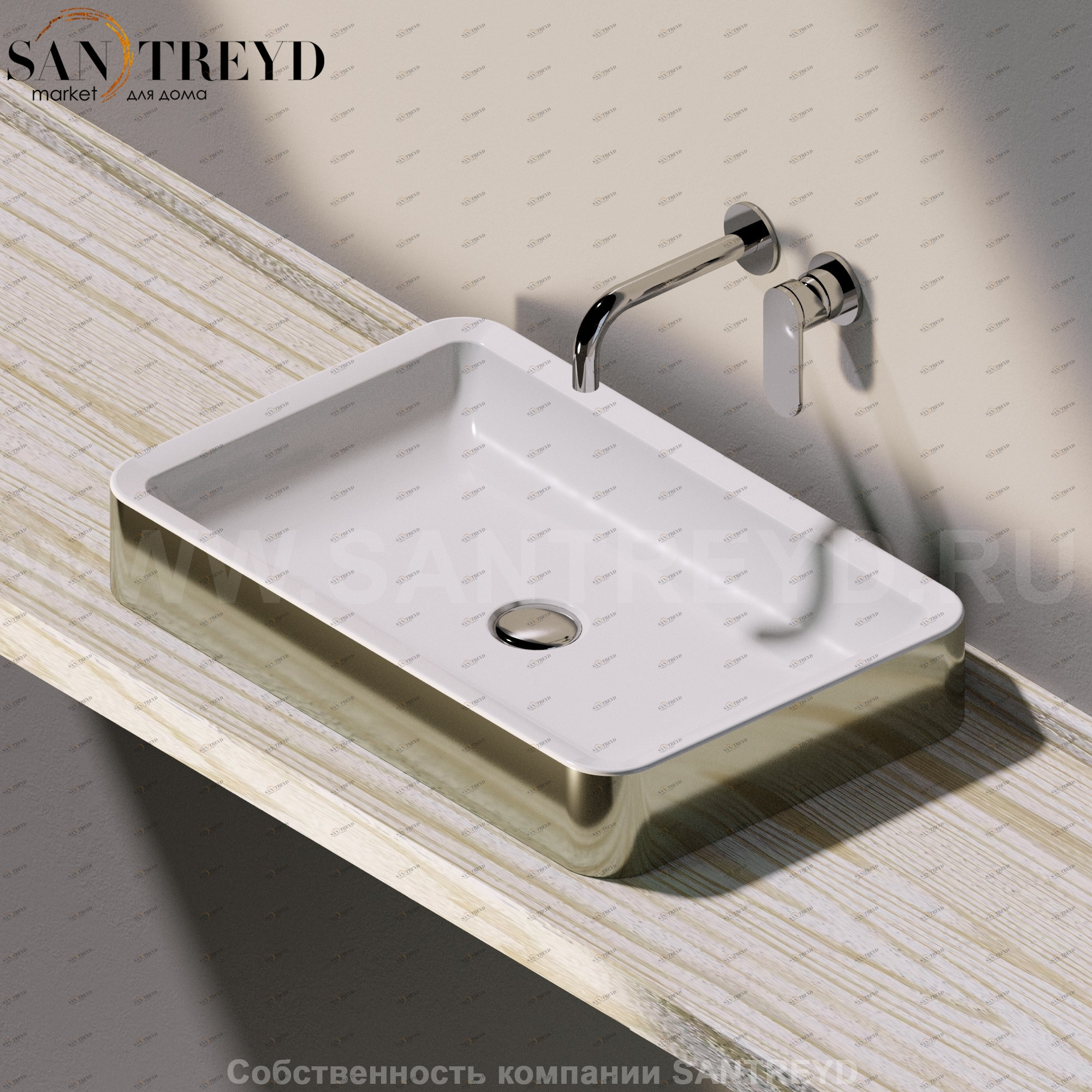 NL62APLATINUM Накладная раковина под столешницу  прямоугольная Ceramica Flaminia Nile