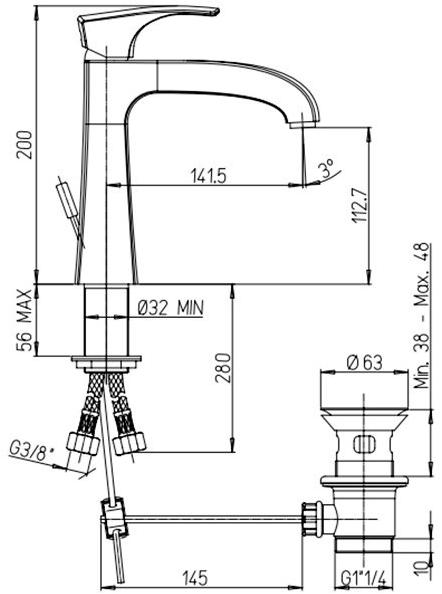 Paini Lady 89CR211KM смеситель для раковины с донным клапаном - Вид №2