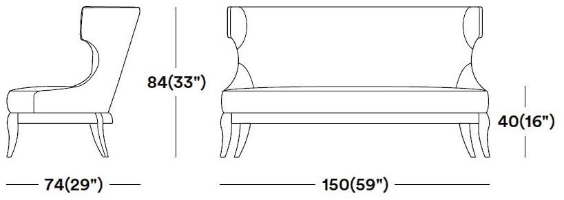 Tirolo 2-х местный тканевый диван с высокой спинкой Rose 066 d - Вид №3