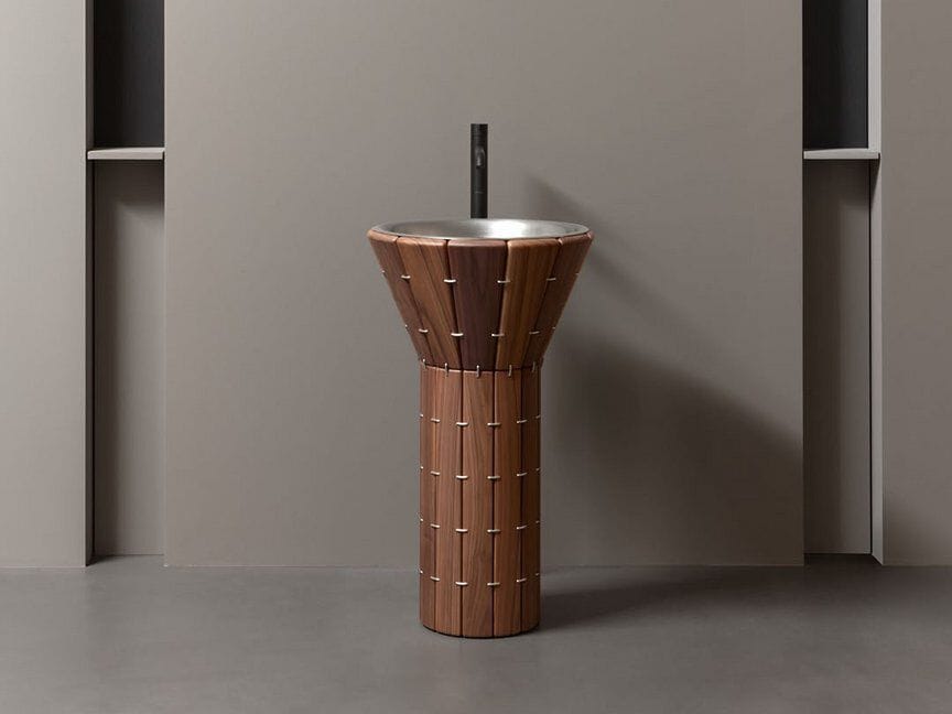 Отдельно стоящая раковина из нержавеющей стали и дерева Antoniolupi TETI ARCH-00083908