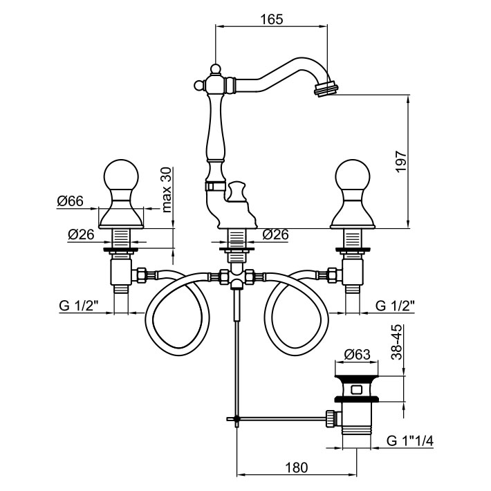 KA750202065 Смеситель для раковины Webert Karenina  - Вид №1
