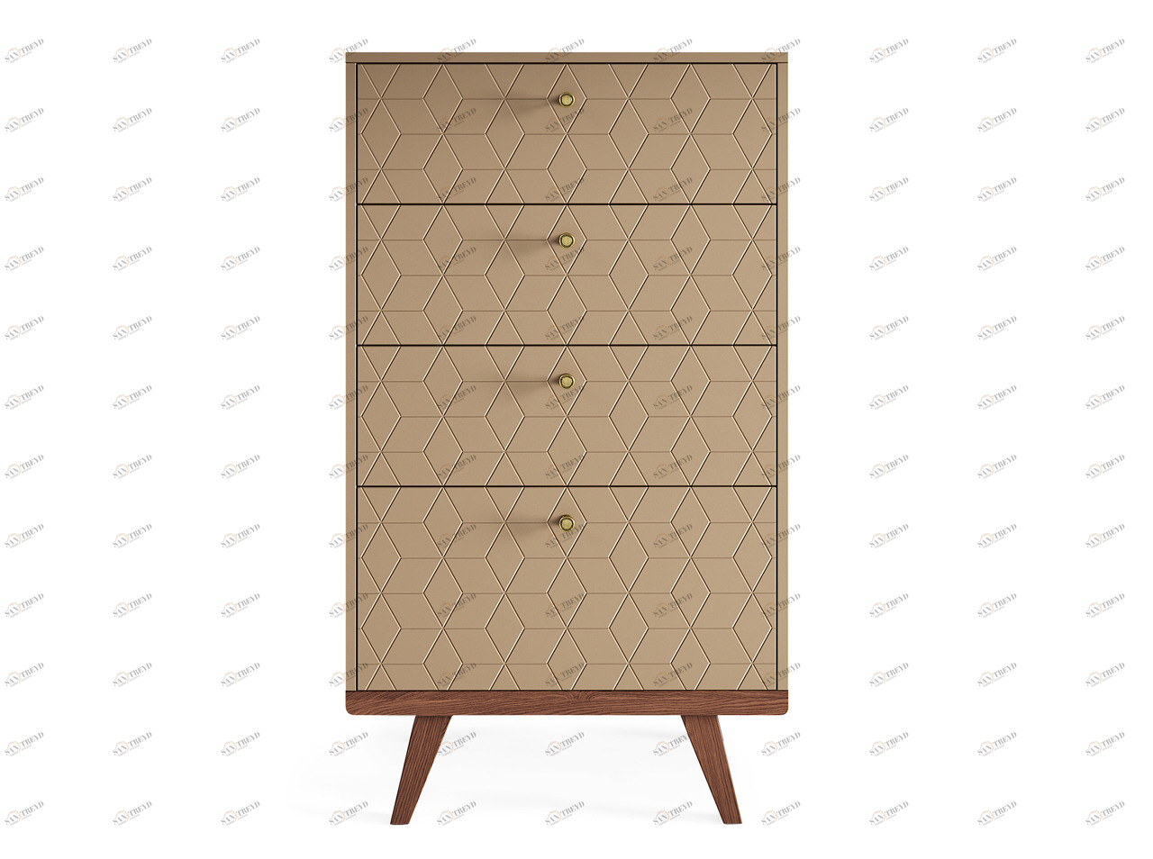 Комод высокий с 4 ящиками бежевый "Гравировка 3" Thimon v2 THE IDEA ДИЗАЙНЕРСКИЕ, КОМОДЫ THIMON 210006 Бежевый 