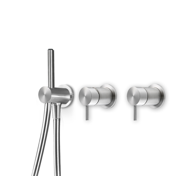 ONE226L Смеситель для душа на 3 отверстия с переключателем на 2 потока и ручным душем Linki ONE, Внешняя часть, Полированная сталь