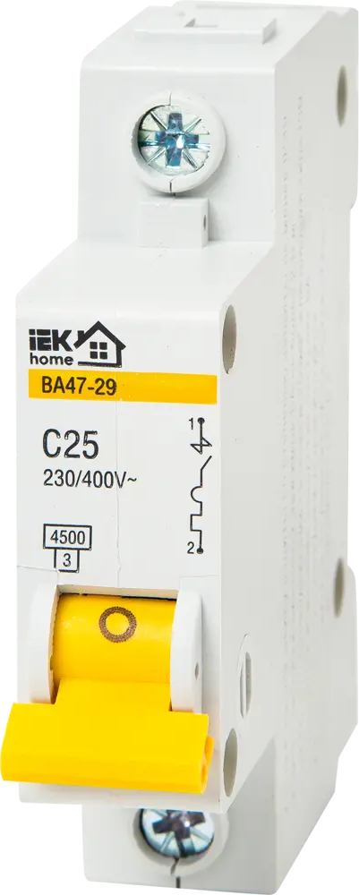 Автоматический выключатель IEK Home ВА47-29 25А для защиты электросетей 18072299