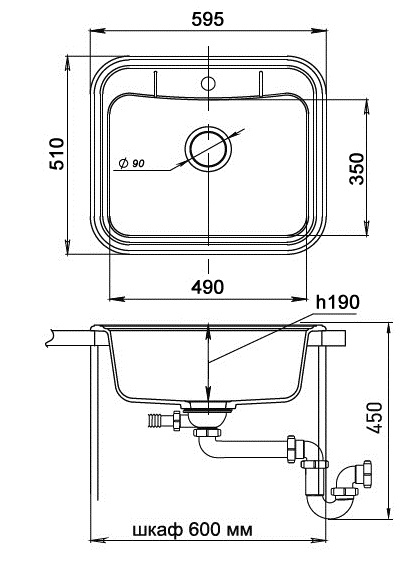 Кухонная мойка Кварц Ewigstein S39 GranFest A-60-S39 - Вид №1