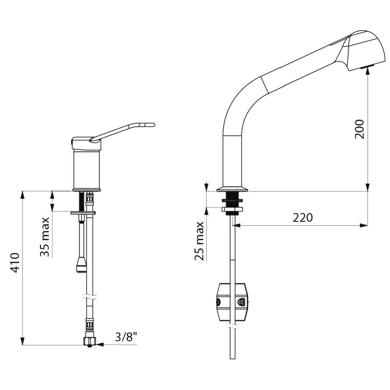 2599EP Комплект смеситель с балансировкой давления и выдвижная лейка DELABIE  - Вид №1