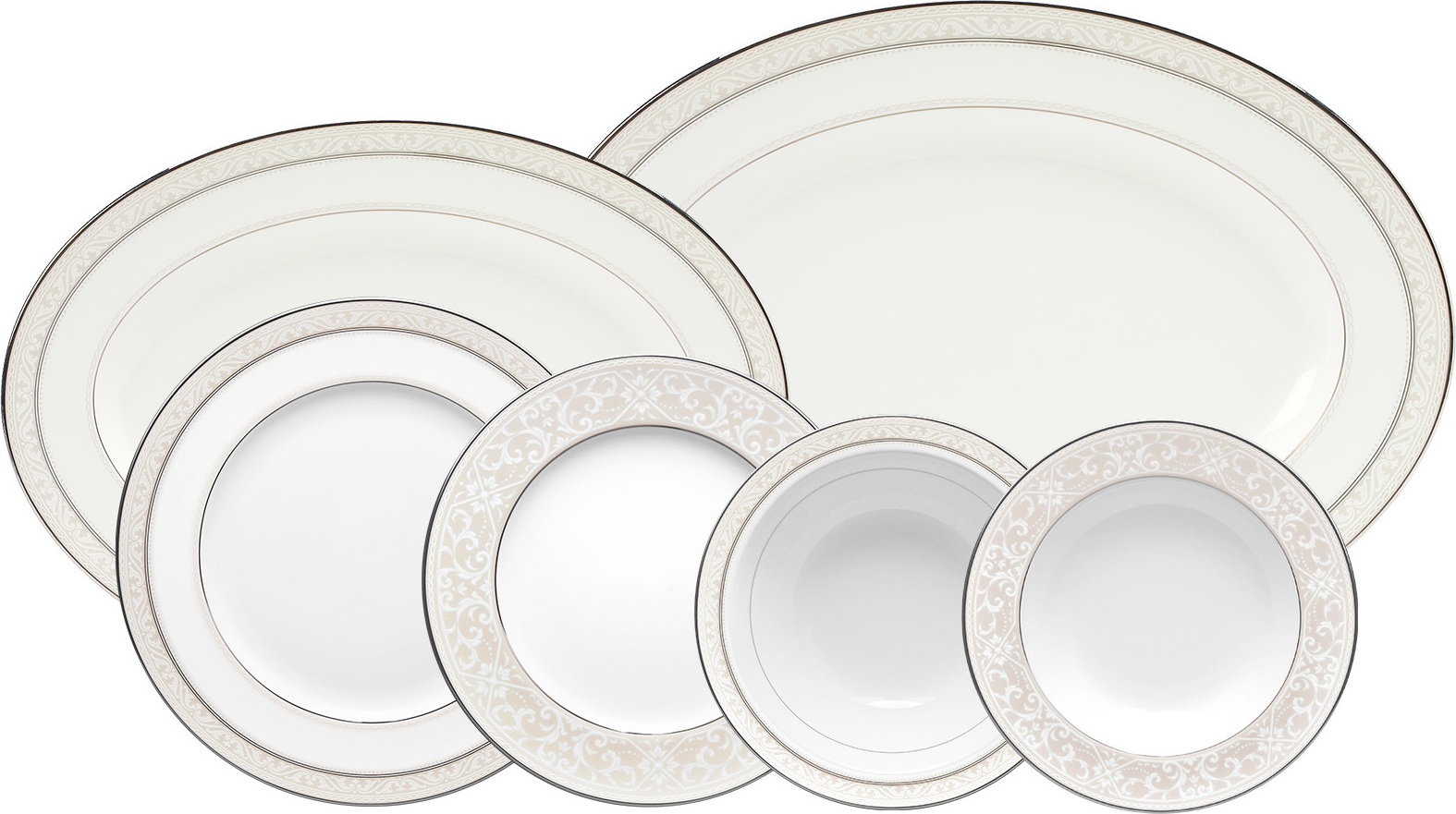 10665472 Noritake Сервиз столовый Noritake "Монтвейл, платиновый кант" на 6 персон 21 предмет Фарфор костяной 