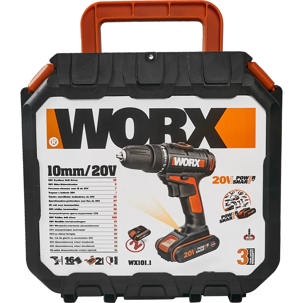 Дрель-шуруповерт аккумуляторная Worx WX101.1, 20 В Li-ion 2x2Ач 82634260 STLM-2209265  - Вид №8