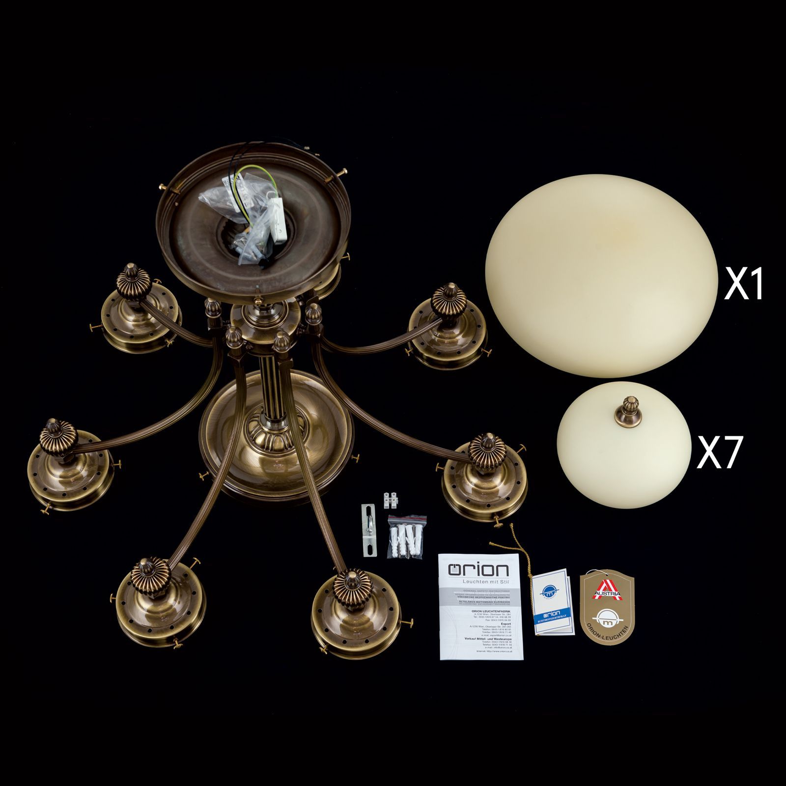 Люстра из латуни и стекла Orion Wiener Nostalgie ARCH-00047383 - Вид №4