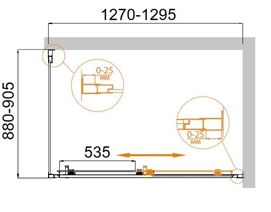 Душевой уголок CEZARES MOLVENO-AH-11-130/90-P-Cr - Вид №2