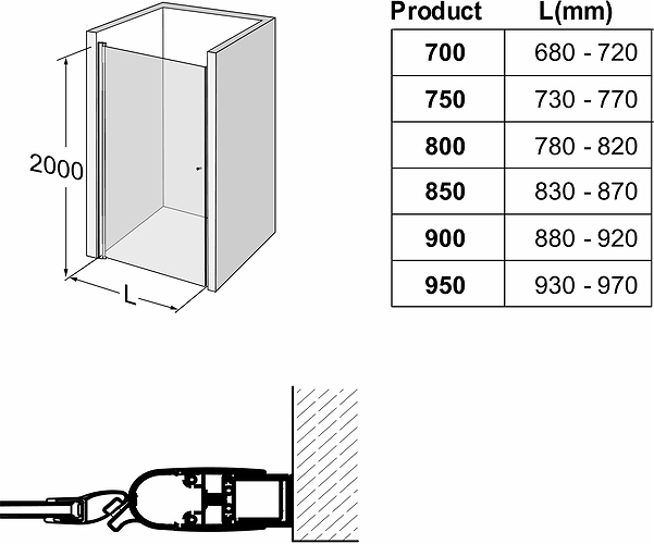 500.982.00.5 Распашная дверь IDO Showerama 10-0, IDO Showerama 10-0, матовый профиль / прозрачное стекло, 1100 мм  - Вид №4