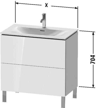 LC659709090 Тумбочка напольная L-Cube #LC6597 820 x 481 мм Фланелево-серый шелковисто-матовый лак Duravit - Вид №2