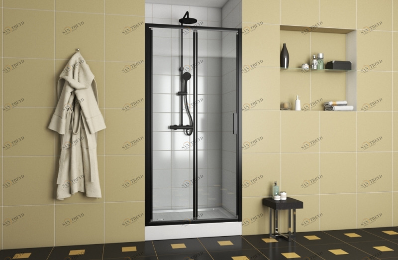 Душевая дверь складная 900*2000 Стекло 5мм easy clean BLACKLINE BD100.4121B bravat 