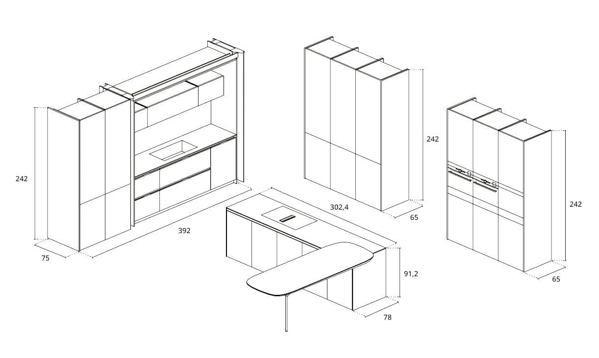 Встроенная кухня с полуостровом Febal Casa Origina ARCH-00062587 - Вид №18