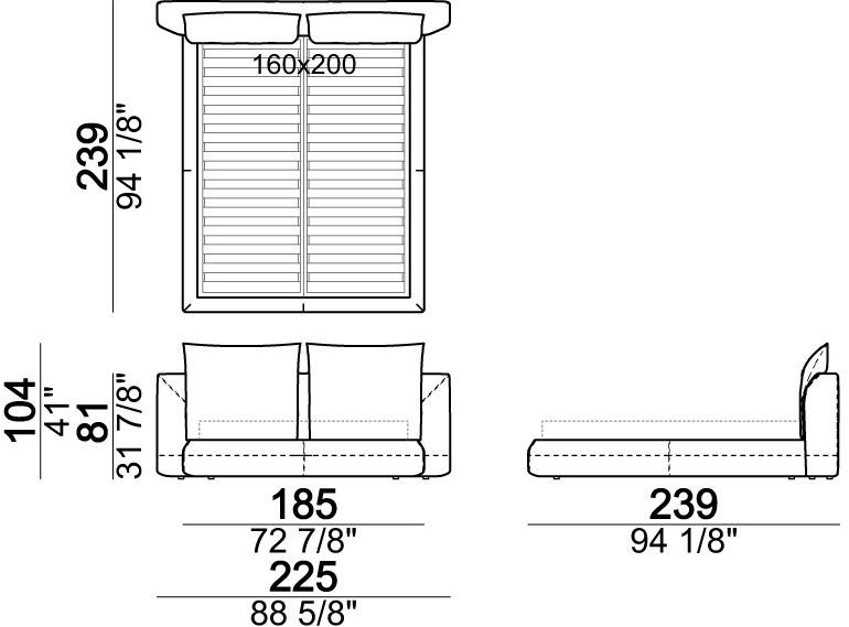 Arketipo Двуспальная кровать из ткани с мягким изголовьем Closeup sun-id-1512577 - Вид №4