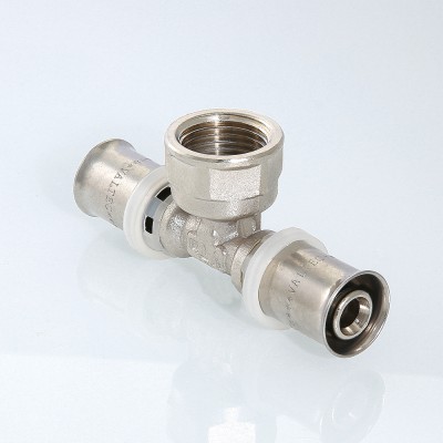 VTm.232.N.400640 Пресс-фитинг – тройник с переходом на внутреннюю резьбу Valtec 40 мм х 1" х 40 мм  - Вид №1