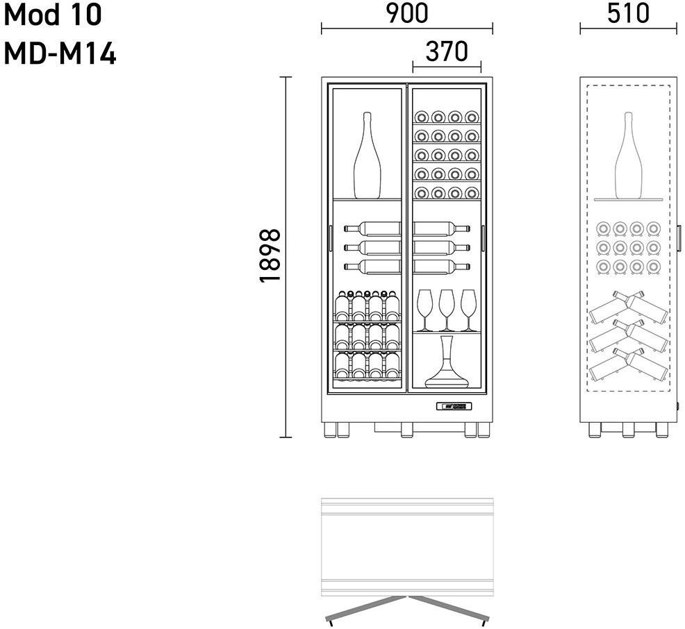 EXPO Алюминиевый винный шкаф со стеклянными дверцами Mod 10 Md-h14/md-m14/md-c14 - Вид №8