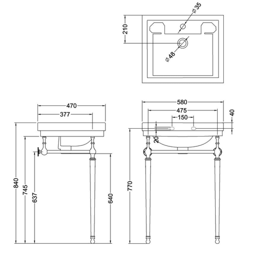 Прямоугольная консольная раковина в витрине Burlington CONTEMPORARY ARCH-00002031