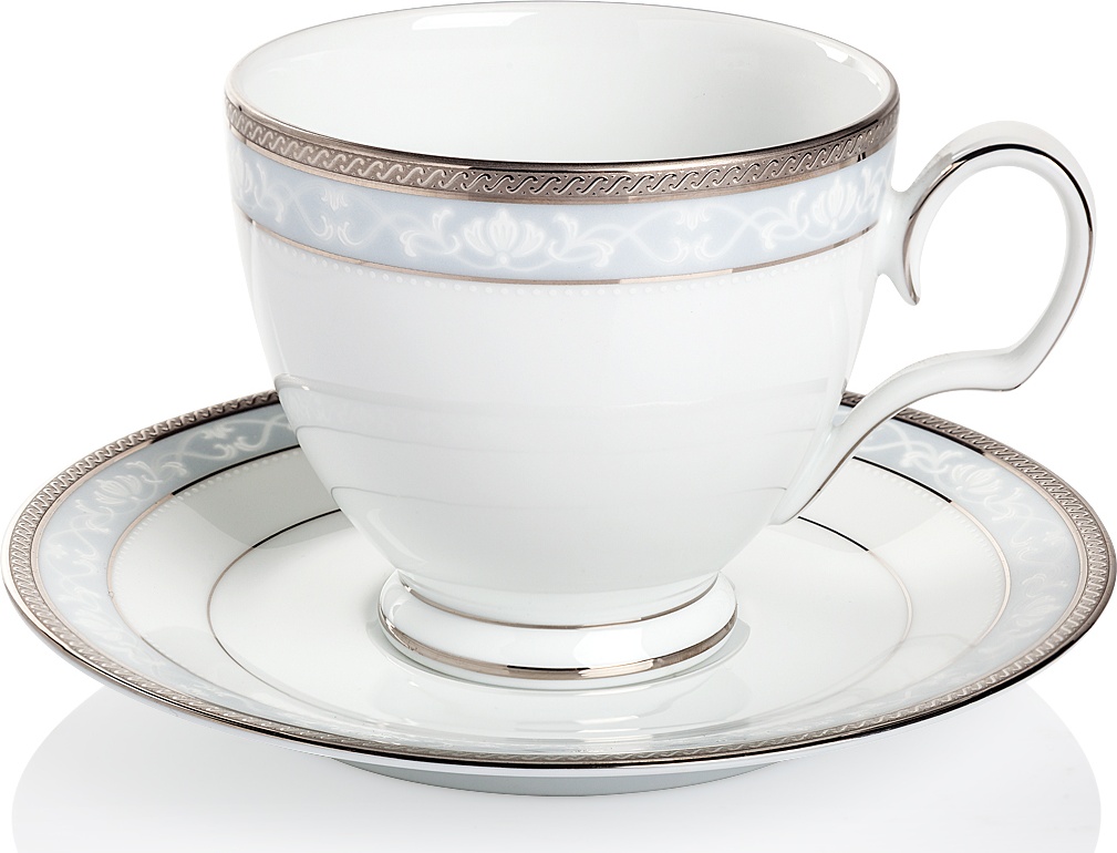 10599223 Noritake Чашка чайная с блюдцем Noritake "Хэмпшир,платиновый кант" 250мл Фарфор 