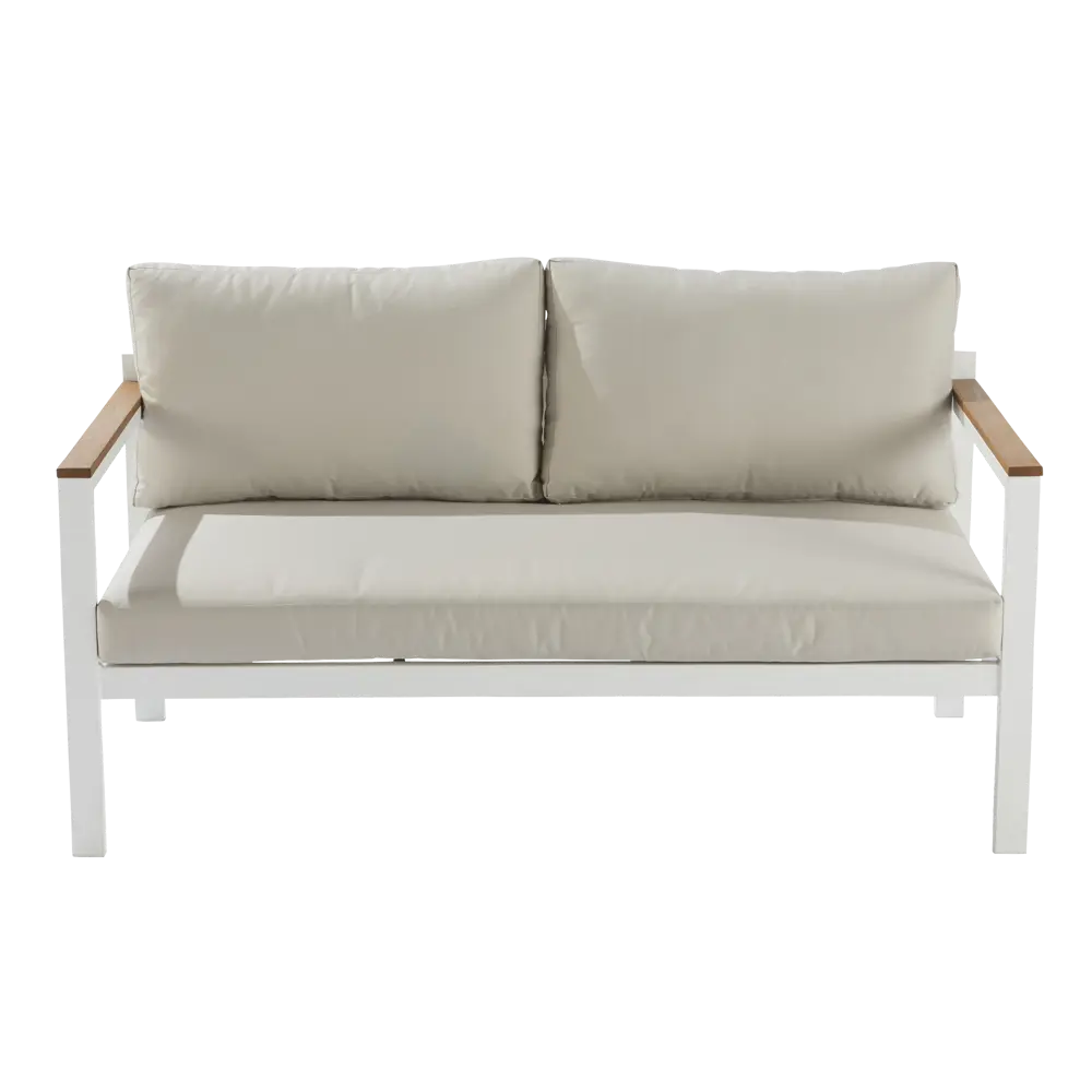 Набор садовой мебели Naterial Oris алюминий/полиэстер/дерево белый/бежевый: стол, диван и 2 кресла STLM-2115991 - Вид №2