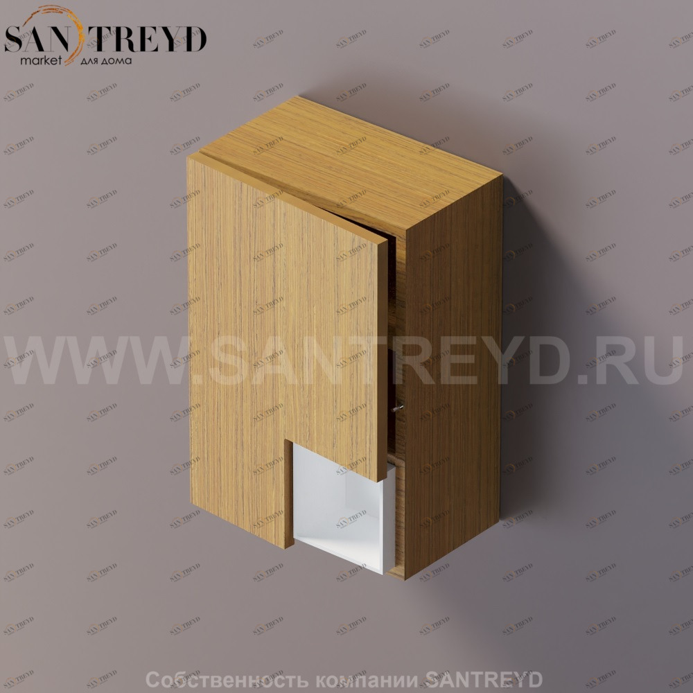 FLAT V Подвесной шкаф с мыльницей с петлями слева. Отделка: тик. AFXMO240042PTPT Agape