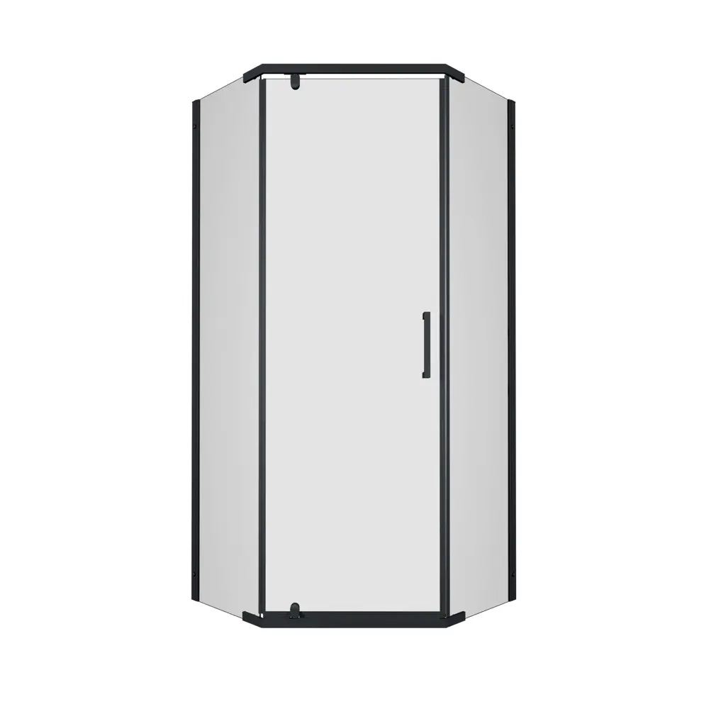 Душевая ширма Грета Triton пятиугольная 90x90x190см цвет профиля черный распашная стекло 6мм прозрачное 89441206 STLM-2008167 - Вид №1