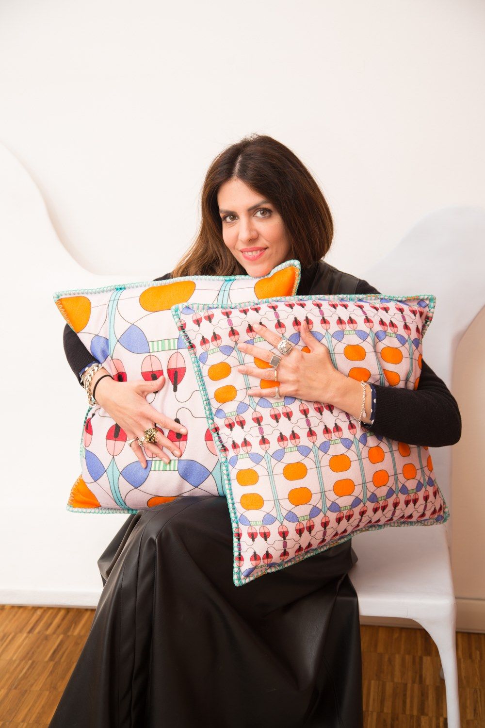 Подушка из шерсти мериноса с геометрическим рисунком Lanerossi Колокольчик ARCH-00011362 - Вид №7